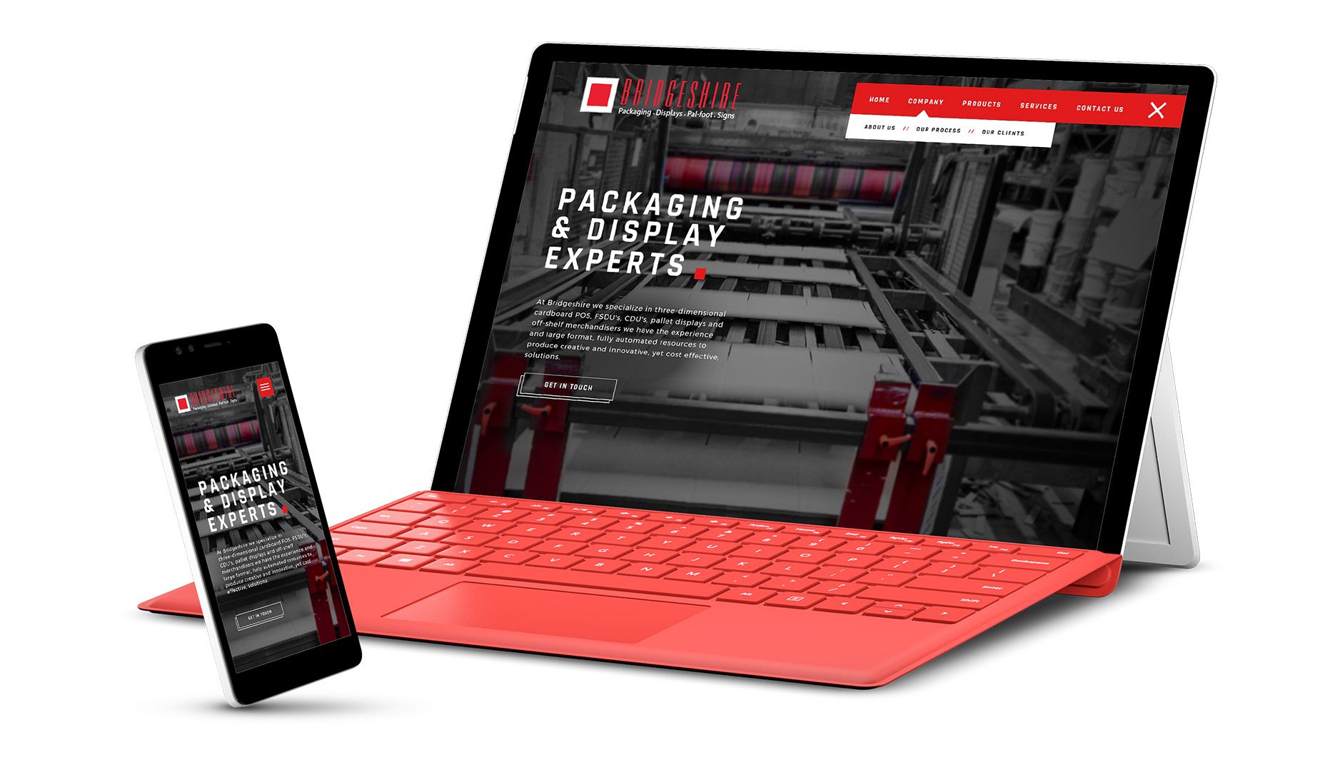 Bridgeshire packaging responsive website design on mobile devices