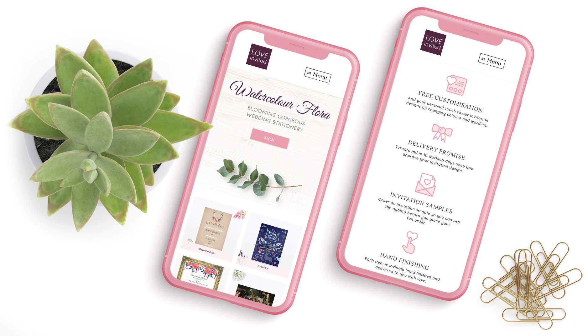Love Invited Wedding Stationery website design