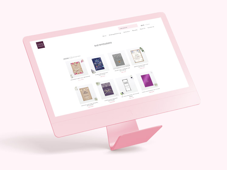 Love Invited Wedding Stationery website design on a desktop device
